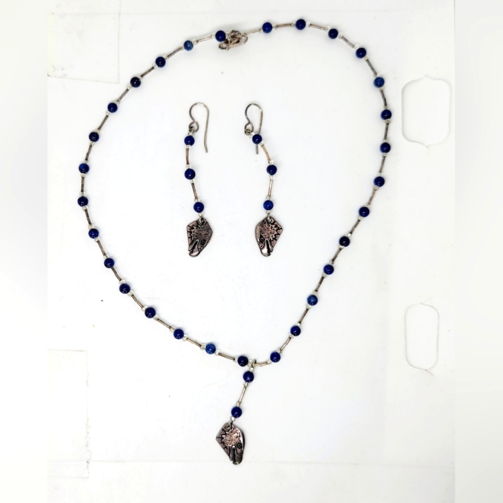 Artisan Blue and Silver Necklace Set